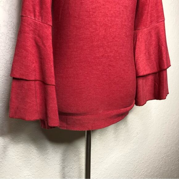 Chaser red ruffle sleeve knit top size 14 - Picture 11 of 13